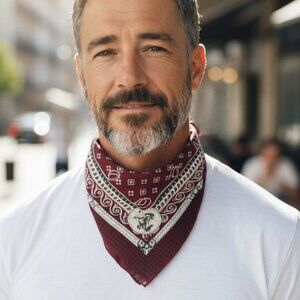 Dust Bandit Maroon Western Print Bandana Face Mask